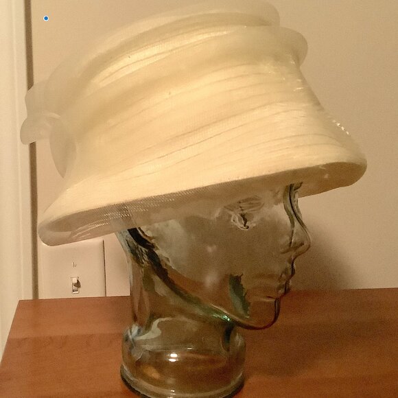 August Buttercup Yellow Spring /Summer Hat - small brim  cloche mesh decoration main image 7